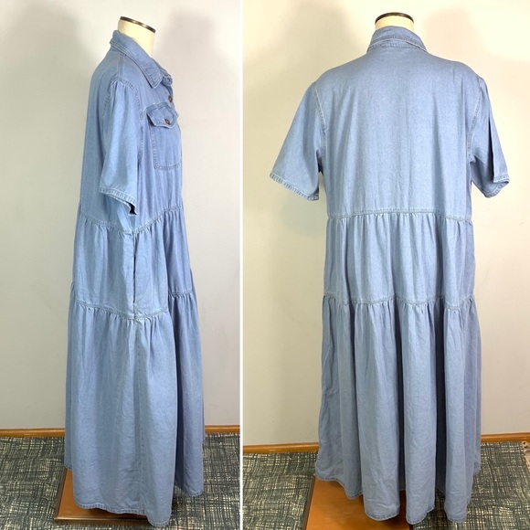 NWT Tendency Tiered Denim Jean Dress Button Front Size 3XL - Picture 7 of 7